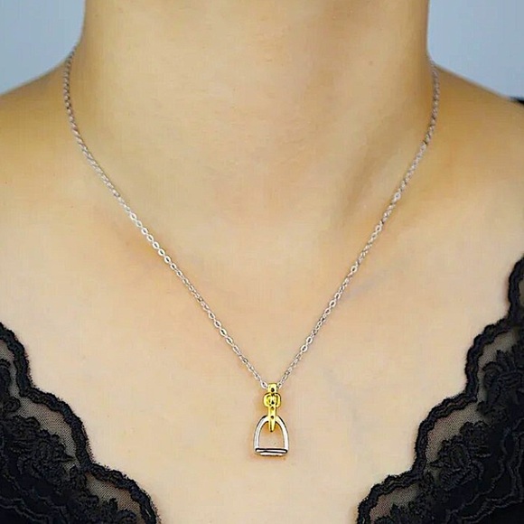 Sterling Silver Stirrup Pendant Necklace, Horse bit, Snaffle, D R… - Picture 3 of 13
